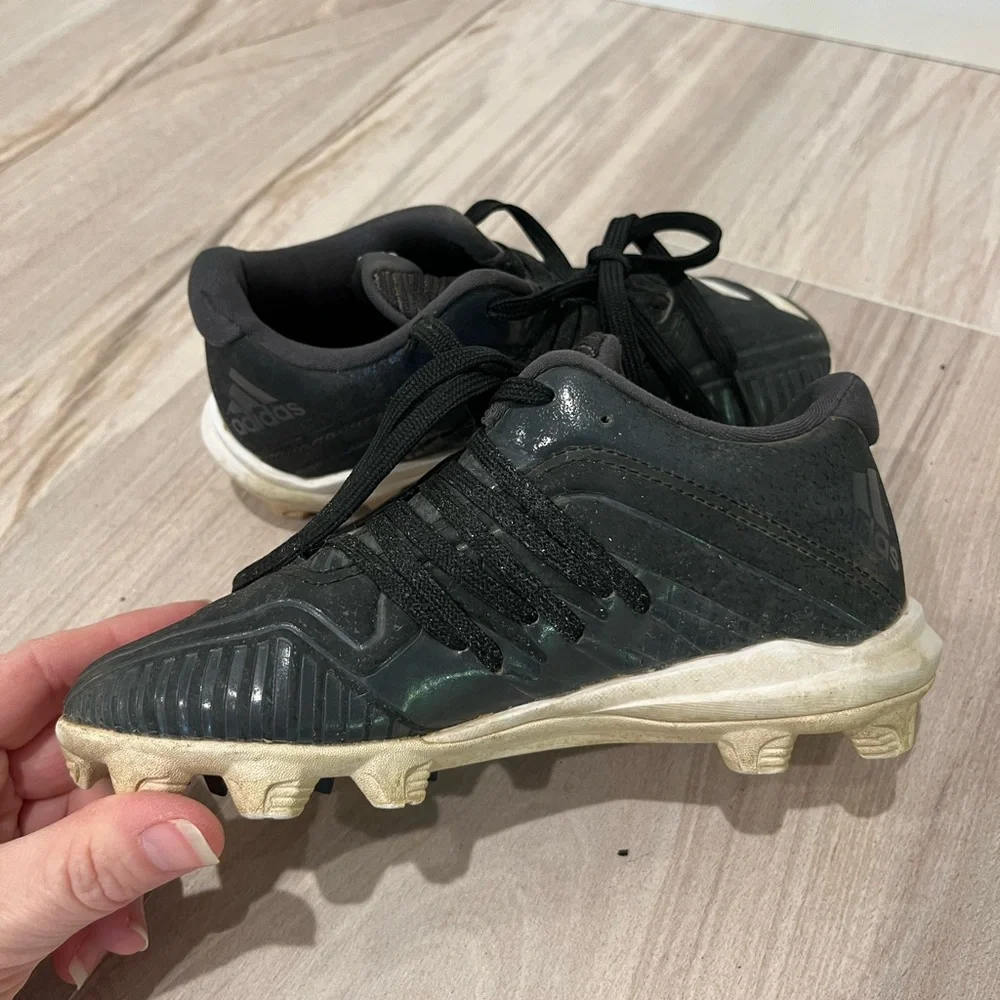 Adidas Afterburner Kids Black and White Cleats Size 12 - Picture 6 of 12
